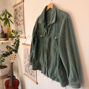 Large - Green Corduroy Frayed Jacket